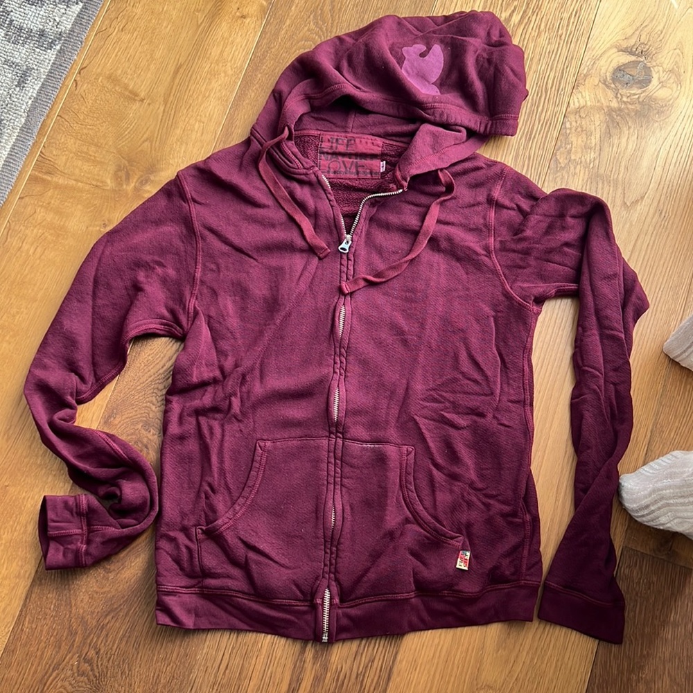 Free City burgundy zip up hoodie